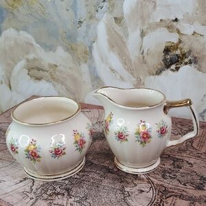 2pc Sadler England Floral Cream and Sugar Set